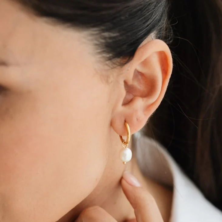 Bethany Pearl Drop Hoop - Image 6