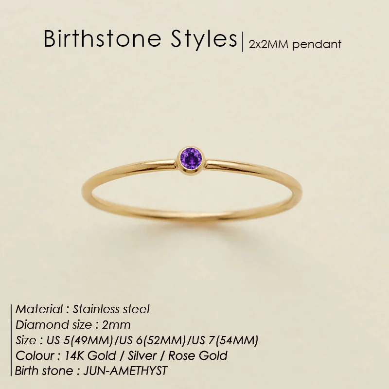 Dainty Birthstone Ring - Image 9